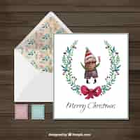 Vettore gratuito acquerello christmas card con la busta