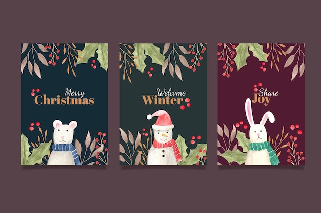 Watercolor christmas cards