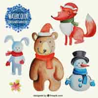 Free vector watercolor christmas characters