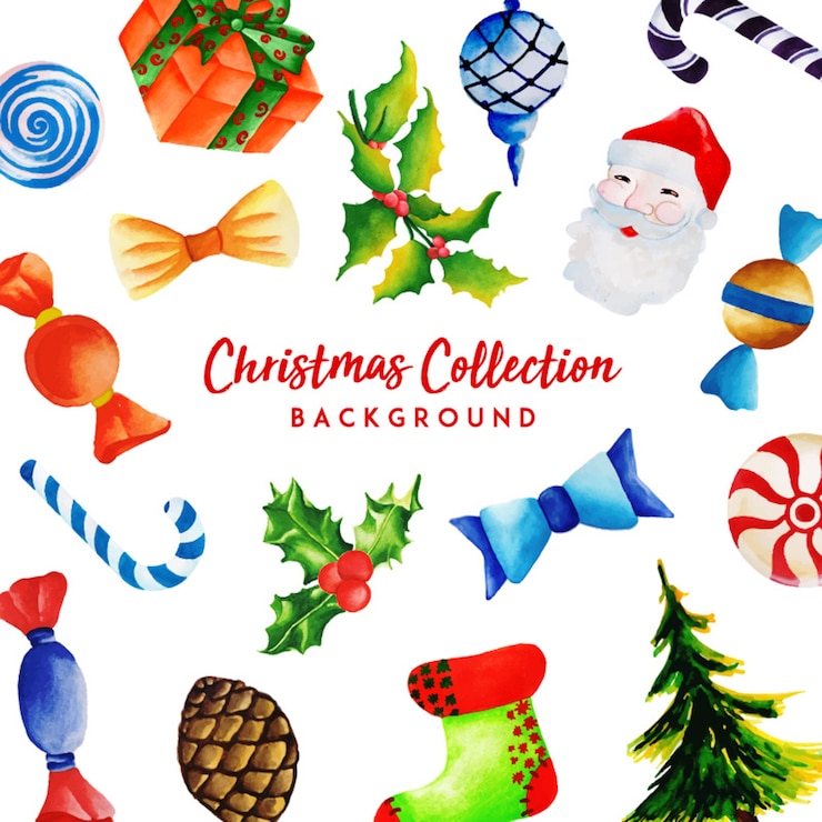 Free Vector watercolor christmas collection