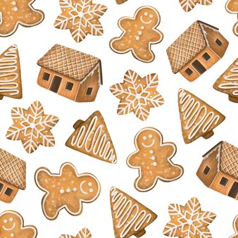 水彩​の​クリスマスクッキーパターン