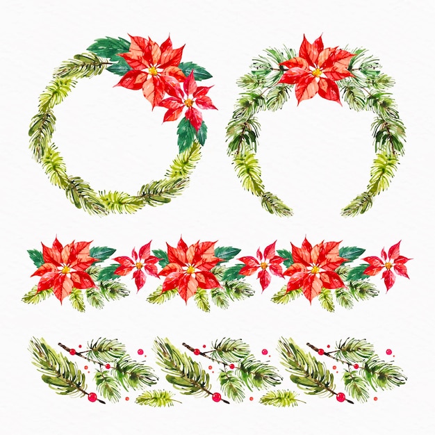 Watercolor christmas decoration collection