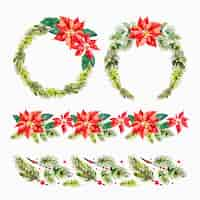 Free vector watercolor christmas decoration collection