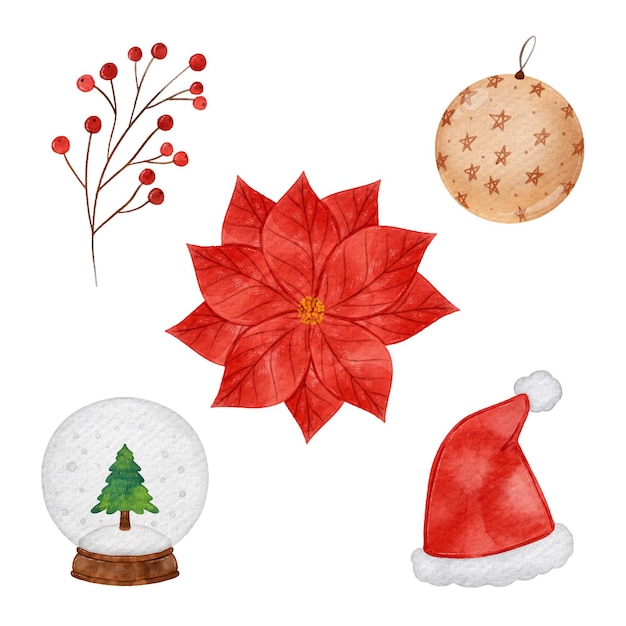 Watercolor christmas element collection