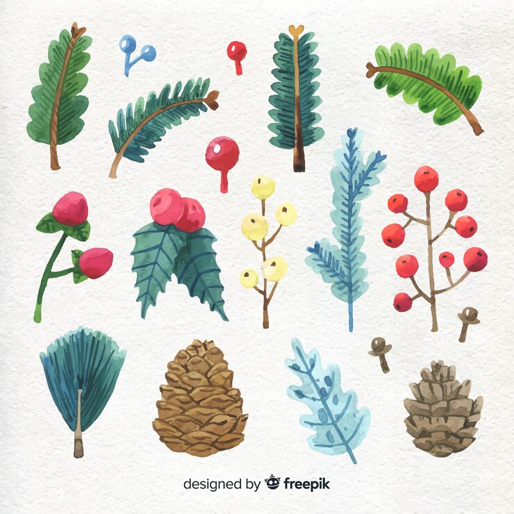 Free Vector watercolor christmas elements