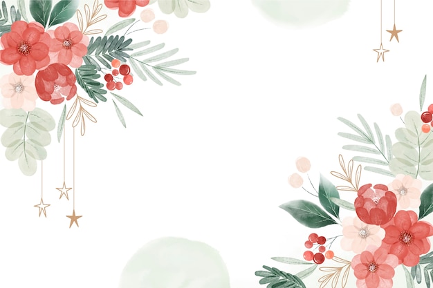 Watercolor Christmas Floral Background