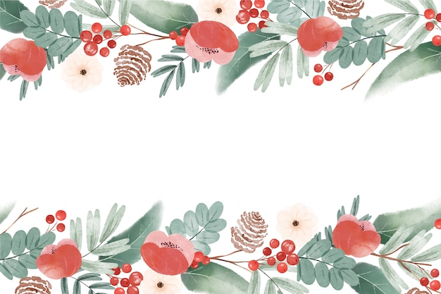 Free vector watercolor christmas floral background