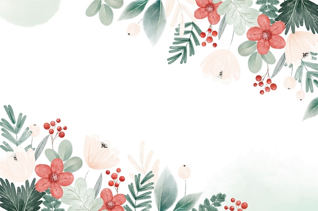 Watercolor christmas floral background