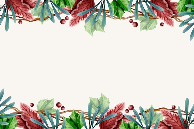 Watercolor christmas floral background