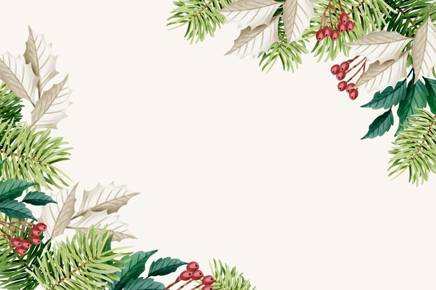 Watercolor christmas floral background