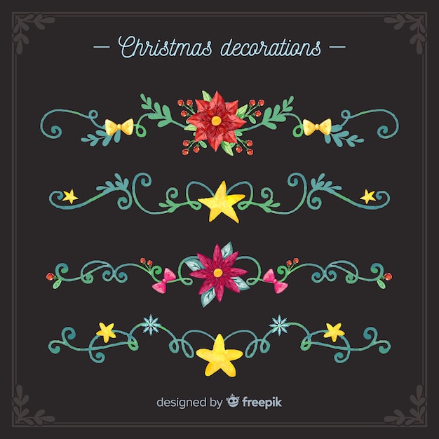 Watercolor christmas floral decoration collection