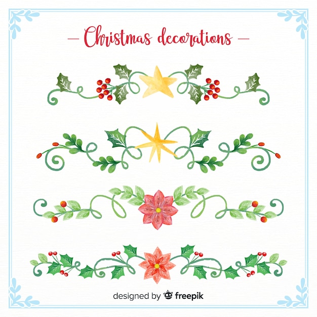 Watercolor christmas floral decoration collection