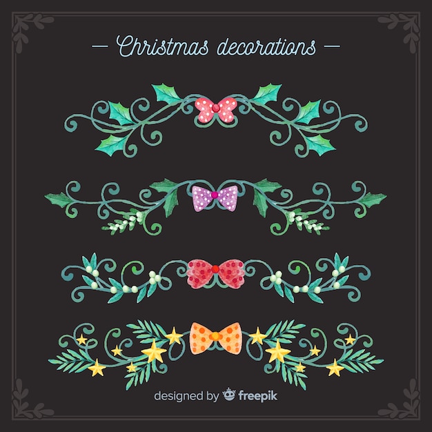 Watercolor christmas floral decoration collection