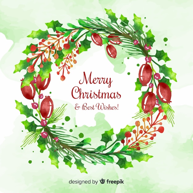 Free vector watercolor christmas floral wreath