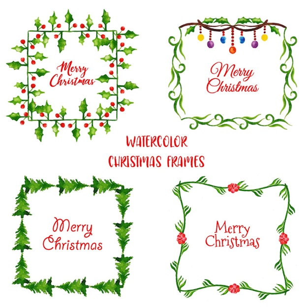 Watercolor christmas frame collection