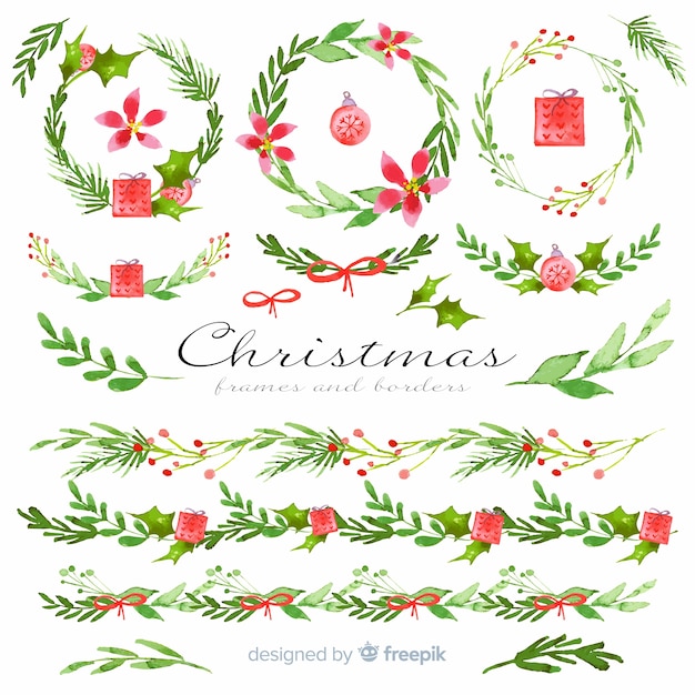 Free vector watercolor christmas frames and borders