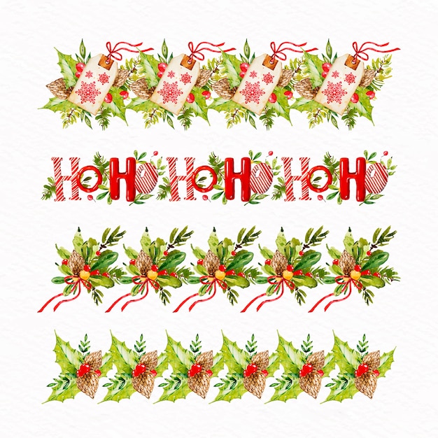 Free vector watercolor christmas frames and borders