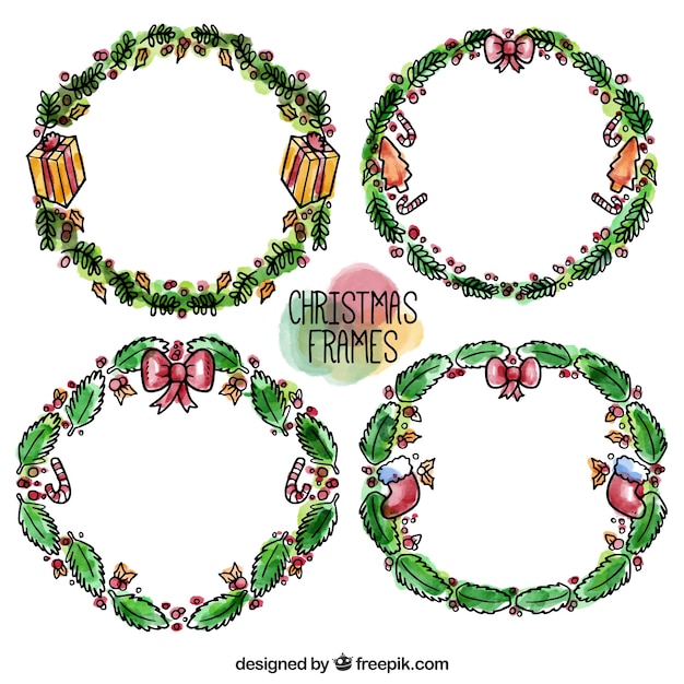 Watercolor christmas frames collection