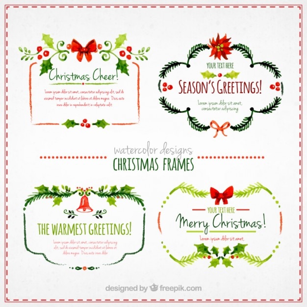 Watercolor christmas frames