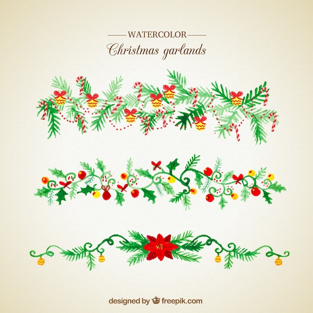 Free vector watercolor christmas garlands