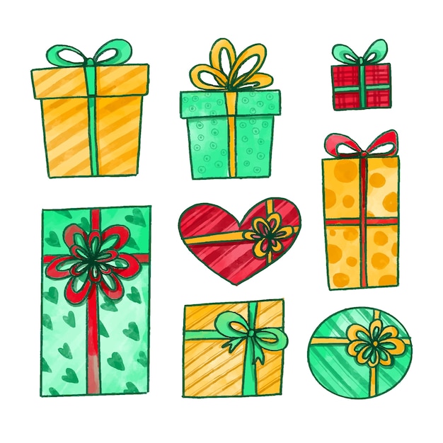 Free Vector watercolor christmas gift collection