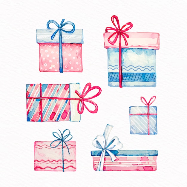Бесплатное векторное изображение Акварельная коллекция рождественских подарков