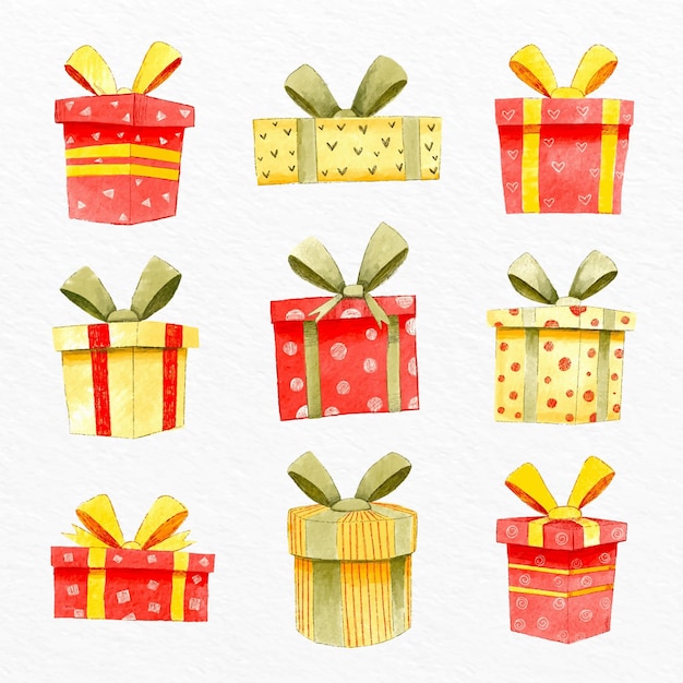 Watercolor christmas gift collection