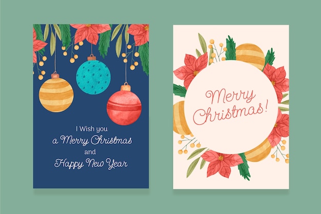 Set di cartoline d'auguri di Natale dell'acquerello