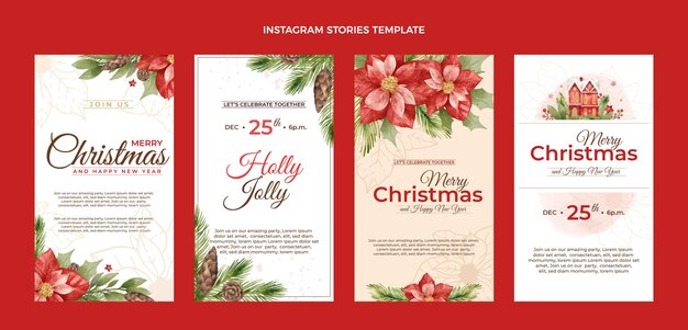 watercolor christmas instagram stories collection