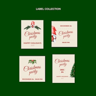 Watercolor christmas labels collection