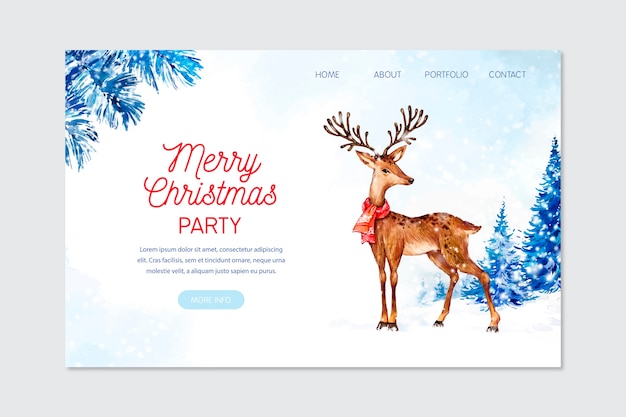 Бесплатное векторное изображение Акварельная рождественская целевая страница