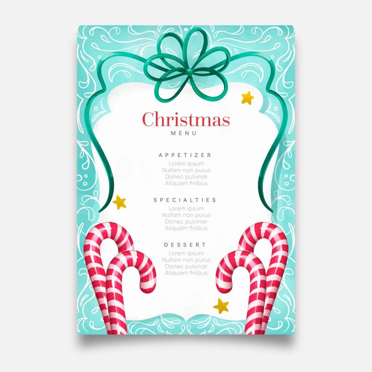 Free Vector watercolor christmas menu template