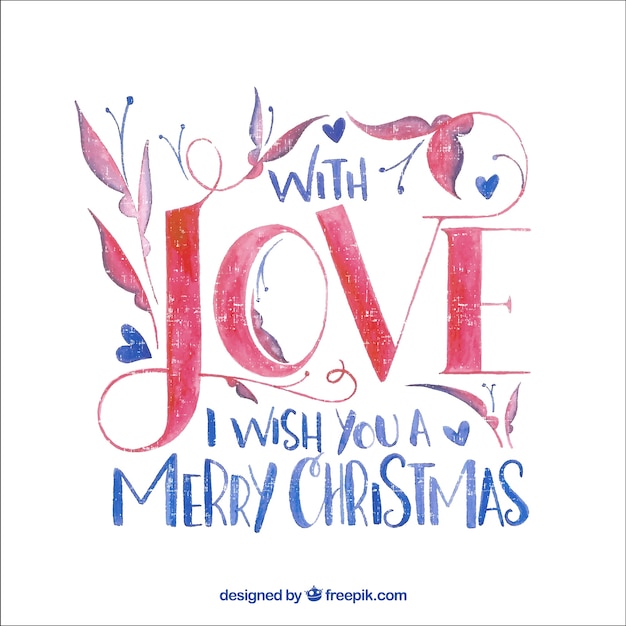 Free vector watercolor christmas message lettering