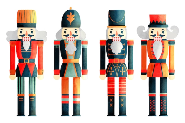 Watercolor christmas nutcrackers collection