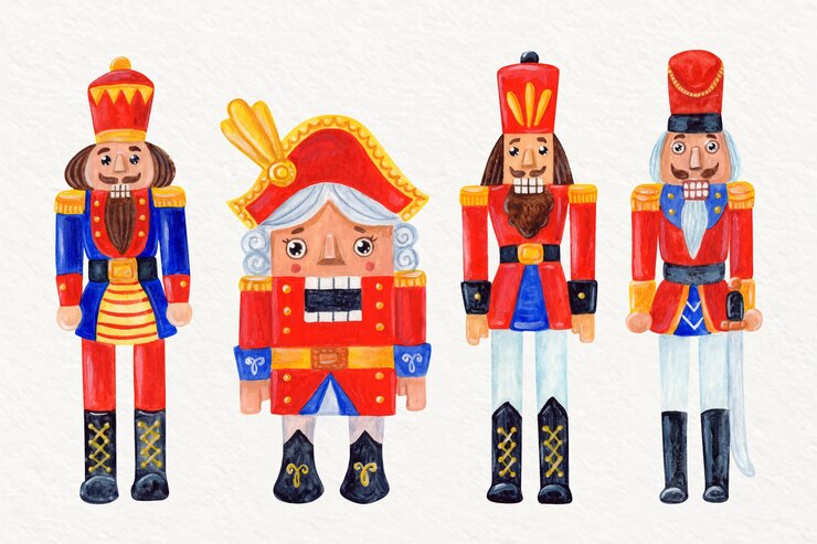 Free Vector watercolor christmas nutcrackers collection