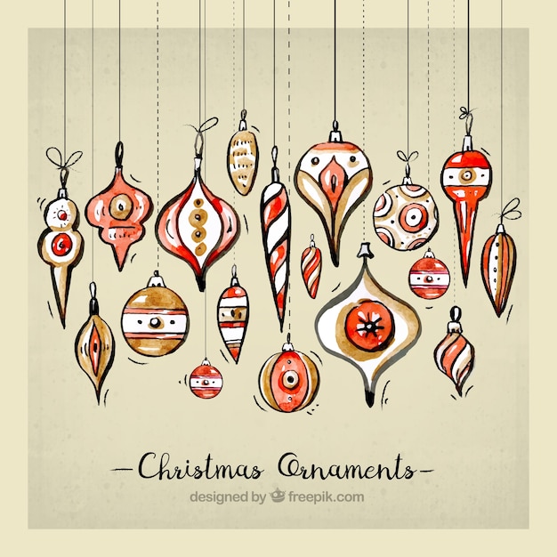 Watercolor christmas ornament collection