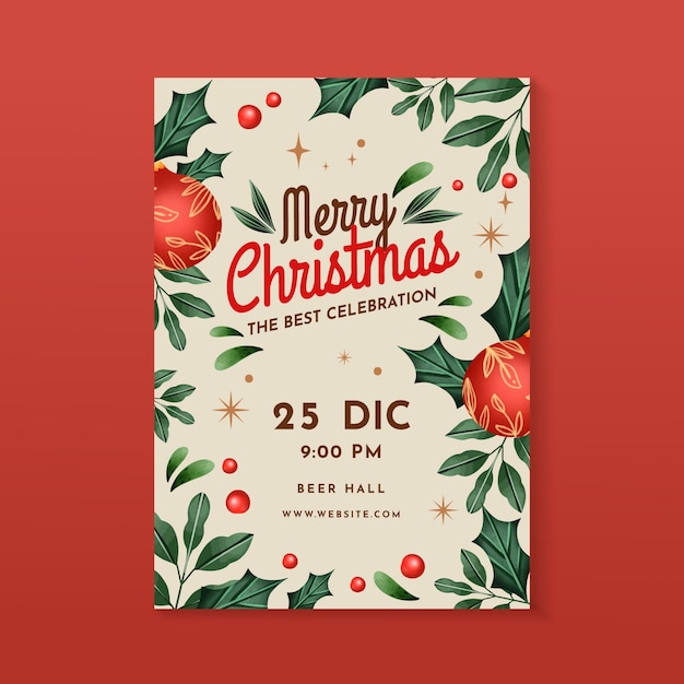 Watercolor christmas party poster template