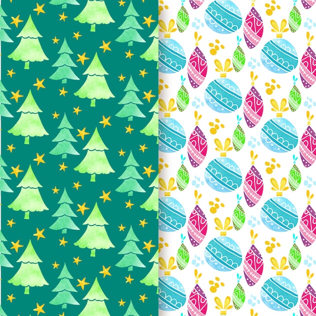 Watercolor christmas pattern collection