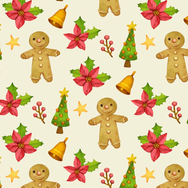 Watercolor christmas pattern design