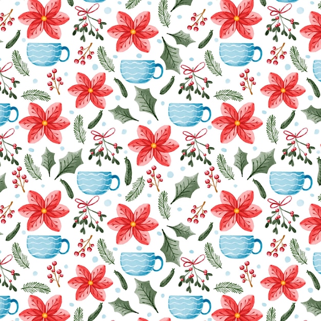 Watercolor christmas pattern design