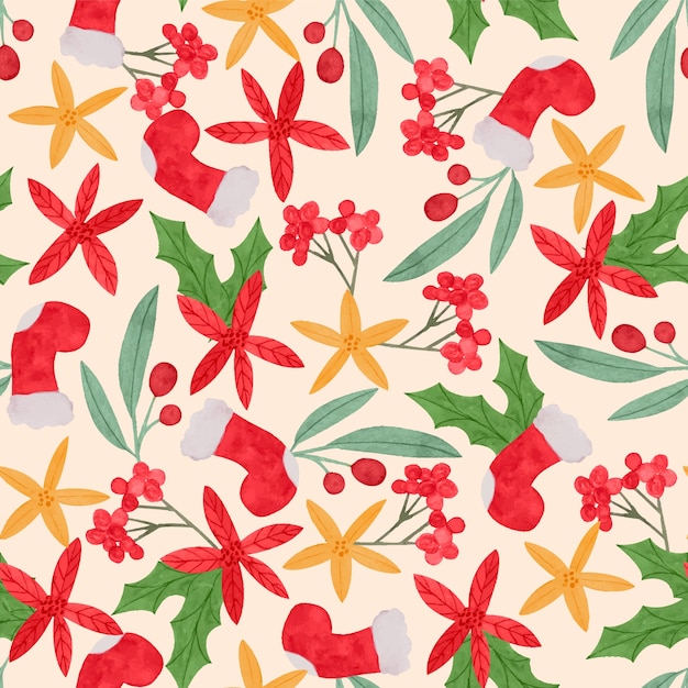 Free vector watercolor christmas pattern design