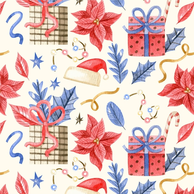 Free vector watercolor christmas pattern design