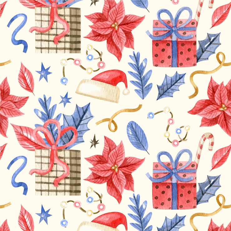Free Vector watercolor christmas pattern design