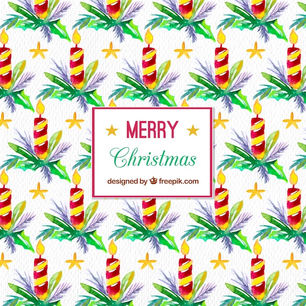 Watercolor Christmas Pattern with Candles