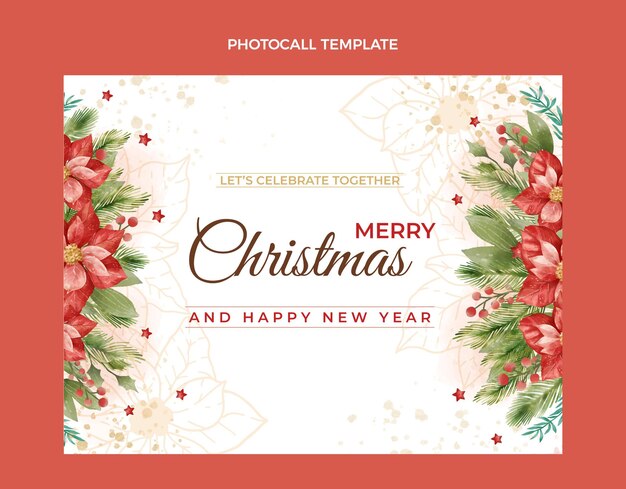 Watercolor christmas photocall template