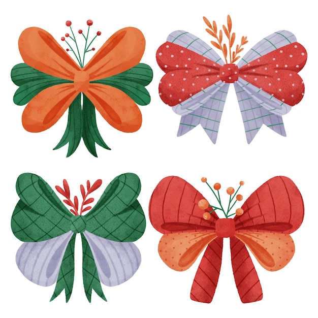 Watercolor christmas ribbon collection