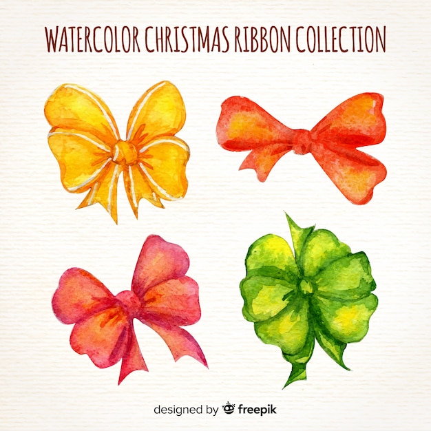 Бесплатное векторное изображение Коллекция акварельных рождественских лент