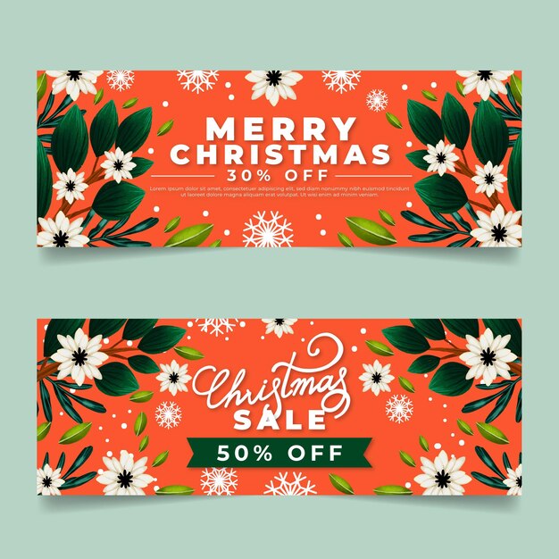 Watercolor christmas sale banners pack