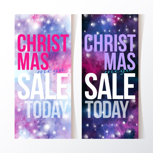 Акварельные рождественские продажи баннеров шаблон