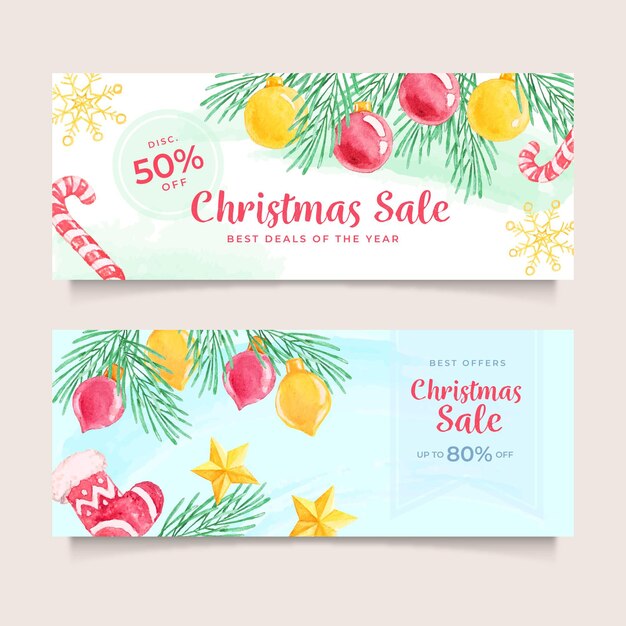 Watercolor christmas sale banners